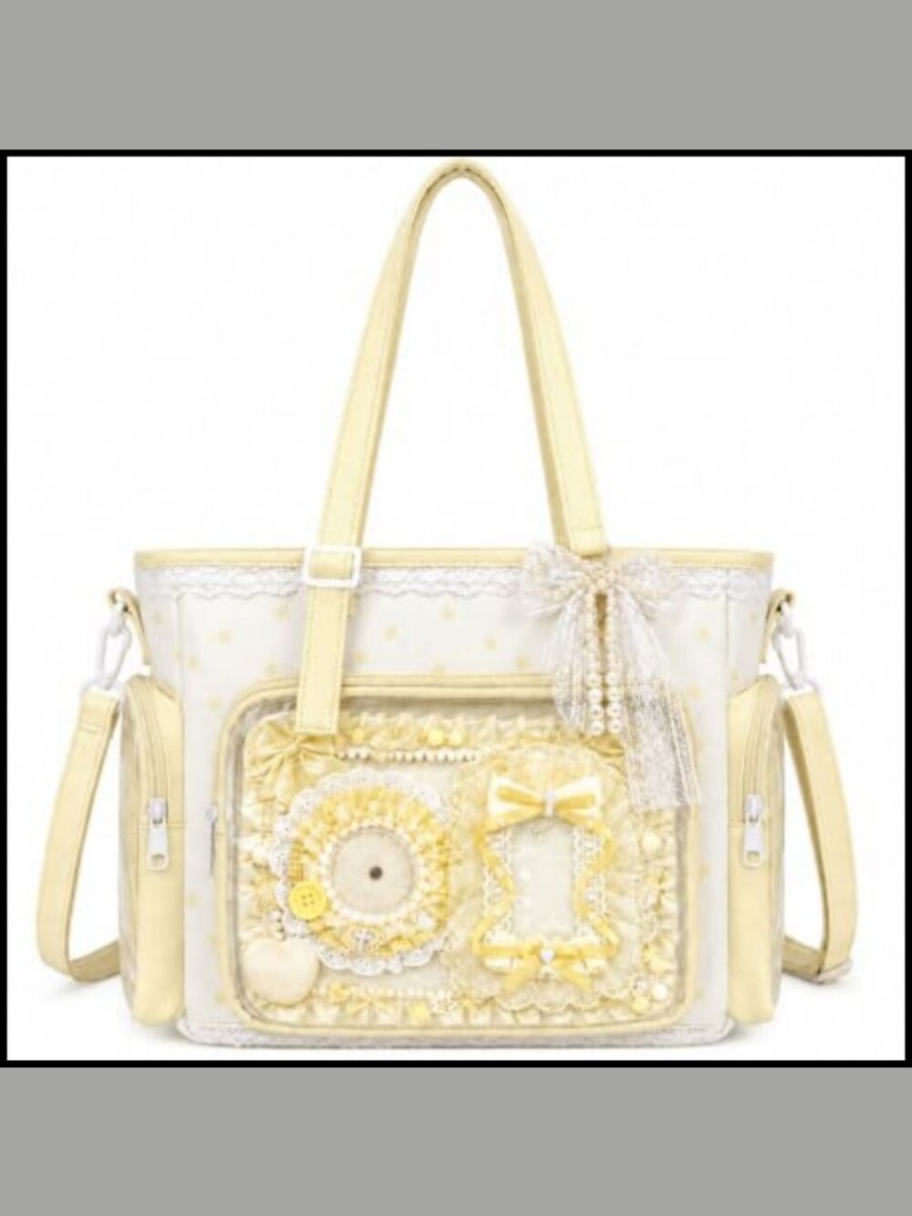 Kawaii Ita Bag Clear Window Crossbody with DIY Accessory Kit Lace Display